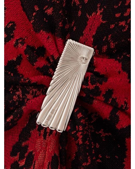 The Attico Open-Back Gathered Jacquard-Knit Midi Dress