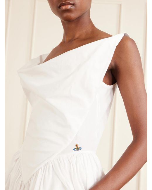 Vivienne Westwood White Sunday Pleated Cotton-Poplin Mini Dress