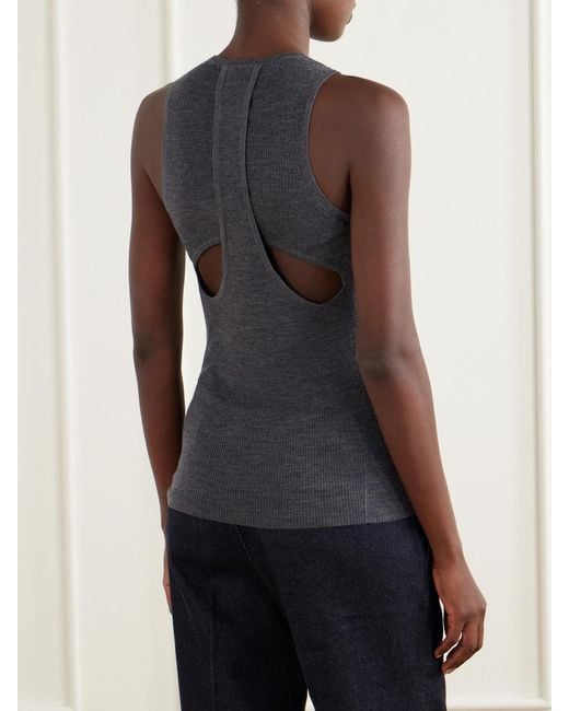 Tibi Gray Ribbed Wool Tank
