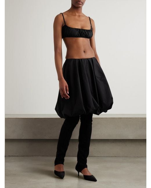 Alaïa Black Gathered Cotton-Poplin Mini Skirt