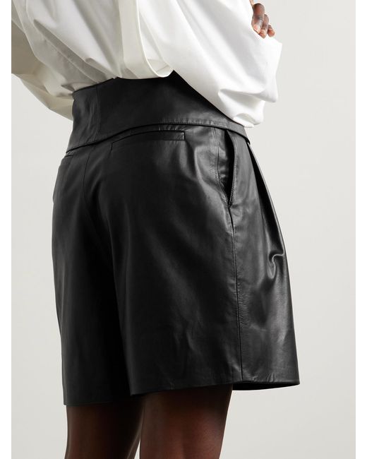 Salon 1884 Black Net Sustain Marca Layered Leather Shorts