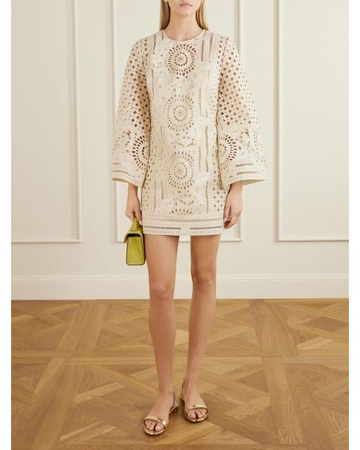 Zimmermann Natural Indra Broderie Anglaise Cotton Mini Dress