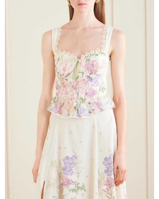 Charo Ruiz Natural Floret Floral Cotton-Blend Top