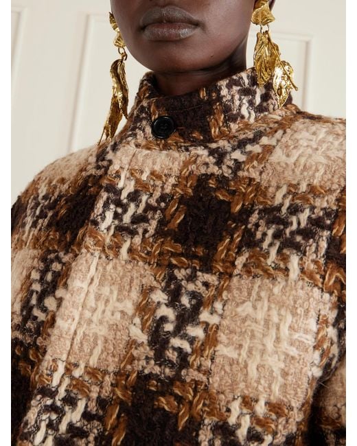 Saint Laurent Brown Checked Wool-Blend Tweed Jacket
