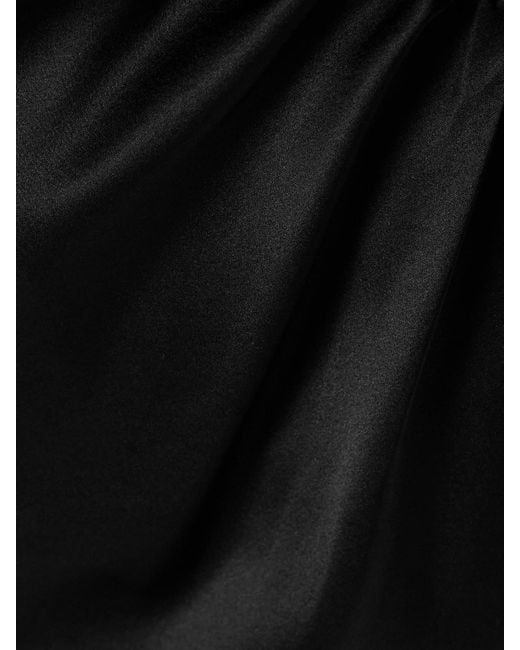 TOVE Black Katana Cape-Effect Ruched Silk-Blend Satin Top