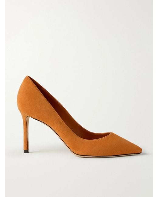 Jimmy Choo Brown Romy 85 Suede Pumps