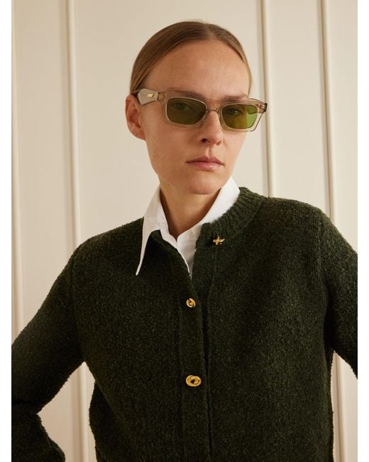 Bottega Veneta Green Ribbon Square-Frame Acetate Sunglasses