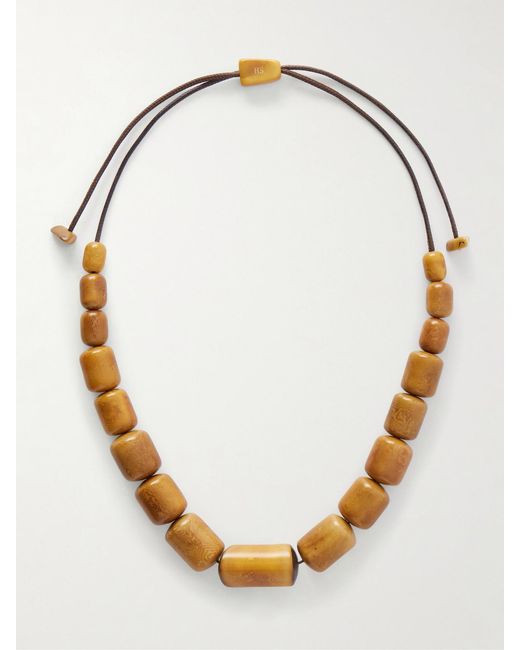 Hunting Season Brown The Column Statement Beaded Tagua And Leather Necklace