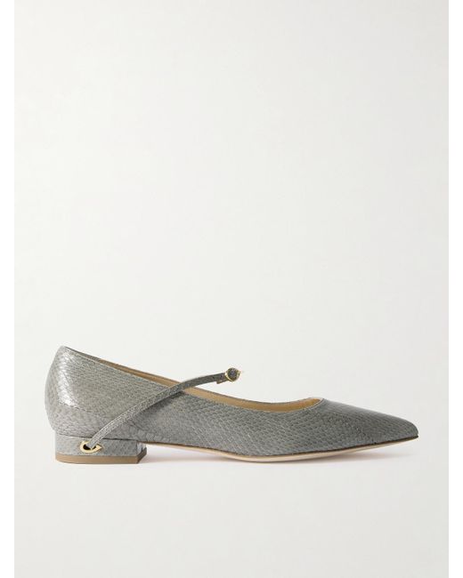 JENNIFER CHAMANDI Gray Lorenzo 20 Flache Schuhe Aus Schlangenleder