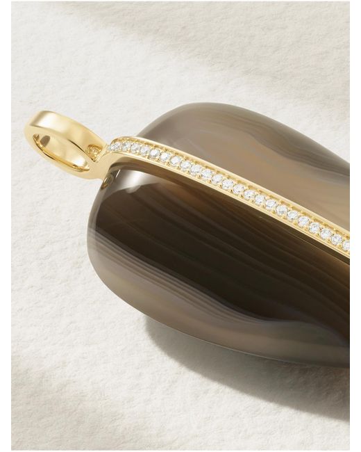 BY PARIAH Natural Pebble 14-Karat Recycled, Agate And Diamond Pendant