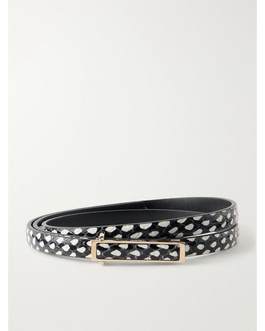 Tom Ford White Snake-Effect Leather Belt