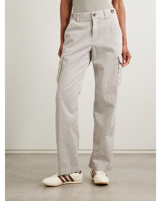 James Perse White Cargohose Mit Geradem Bein Aus Twill Aus Einer Baumwollmischung
