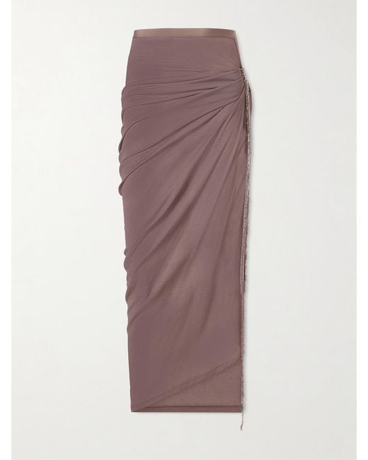 Wiederhoeft Purple Embellished Draped Knitted Midi Skirt