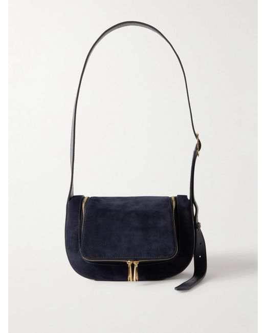 Anya Hindmarch Blue Vere Suede And Leather Shoulder Bag
