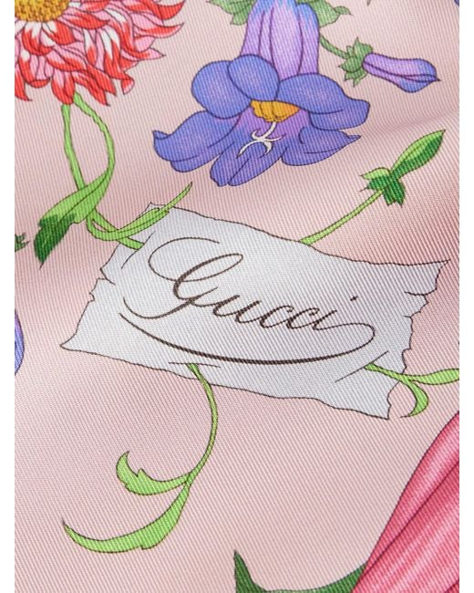 Gucci Pink Flora Floral-Print Silk-Twill Scarf
