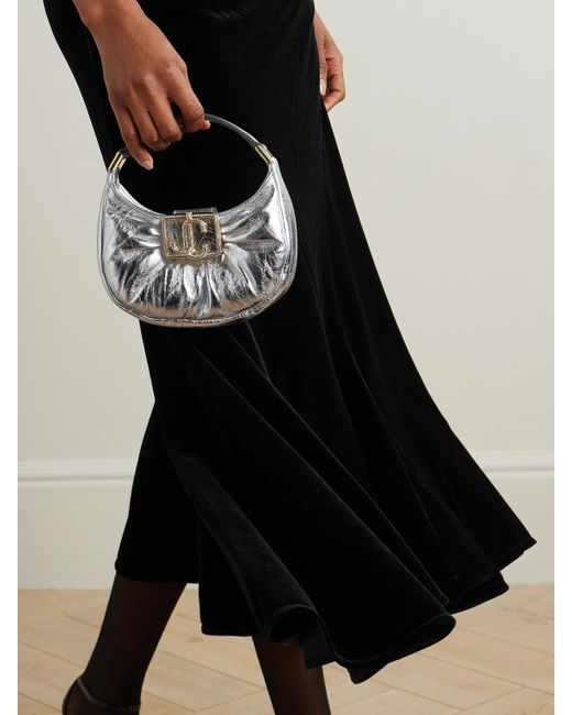 Jimmy Choo Metallic Edie Mini Schultertasche Aus Satin Mit Verzierungen
