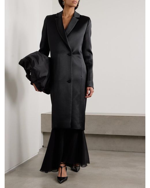 Sharon Wauchob Black Kara Double-Breasted Duchesse-Satin Jacket