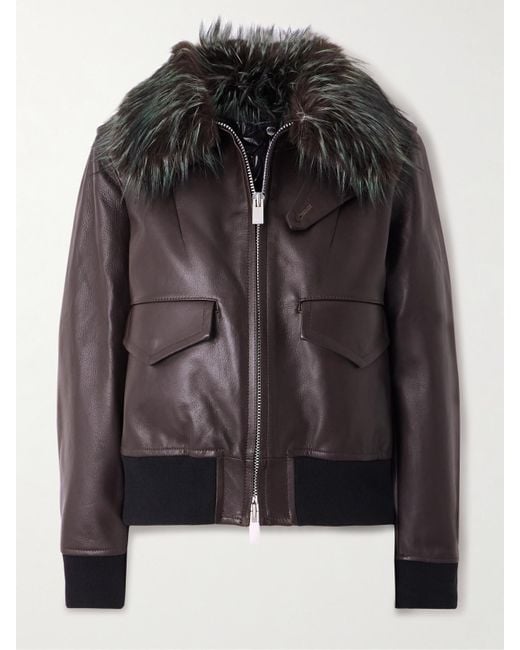 Sacai Black Convertible Plush-Trimmed Padded Leather Jacket