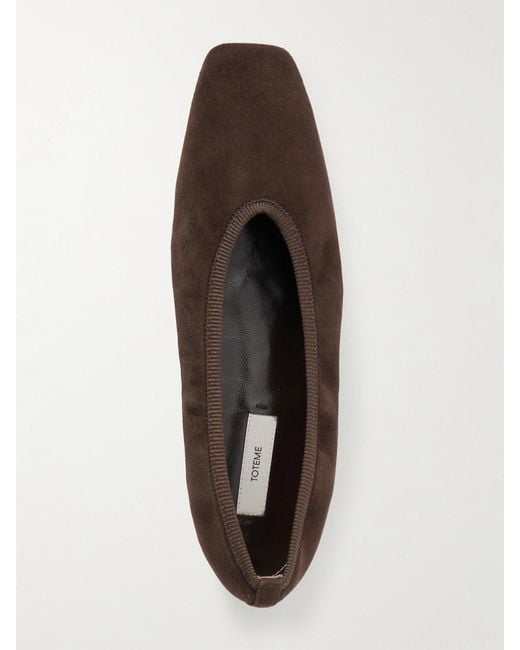 Totême Brown Minimalist Suede Ballet Flats