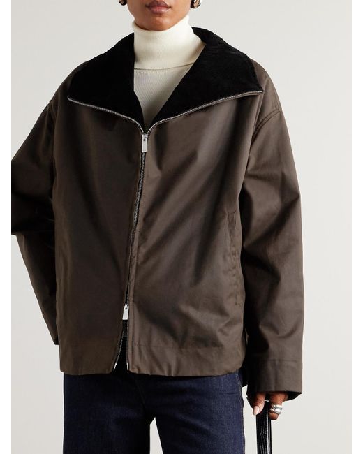 Veste En Coton Biologique Ciré À Finitions En Velours Côtelé Totême  en coloris Black