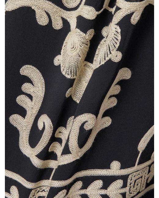 Isabel Marant Black Embroidered Pleated Crepe Midi Dress
