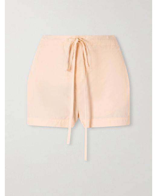 Khaite White Robbie Cotton-Poplin Shorts