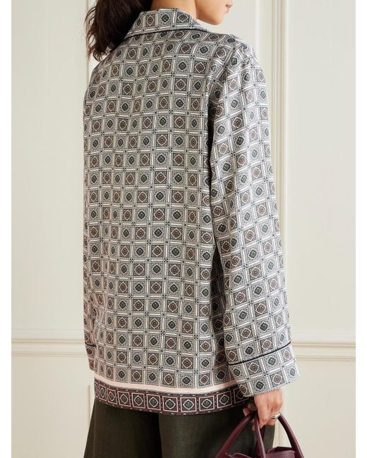 Loro Piana Gray Lian Printed Silk-Twill Shirt