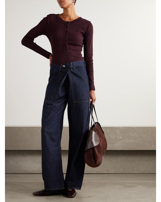 Citizens of Humanity Blue Ines Utility Crop Organic High-Rise Wide-Leg Jeans