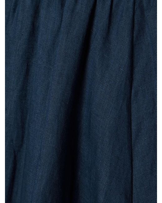 Zimmermann Blue Ascension Bead-Embellished Cutout Pleated Linen Midi Dress