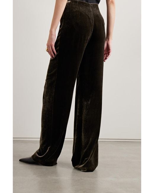 Veronica de Piante Black Lexi Velvet Wide-Leg Pants