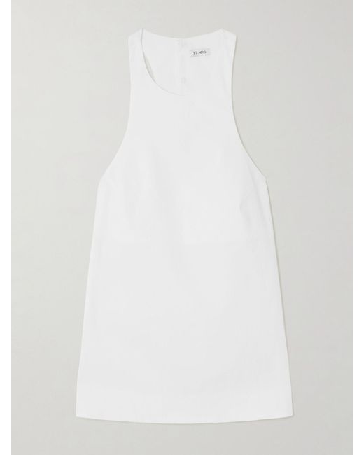 St. Agni White Open-Back Cotton-Blend Poplin Tank