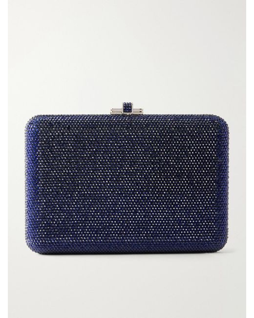 Judith Leiber Blue Slim Slide Crystal-Embellished-Tone Clutch