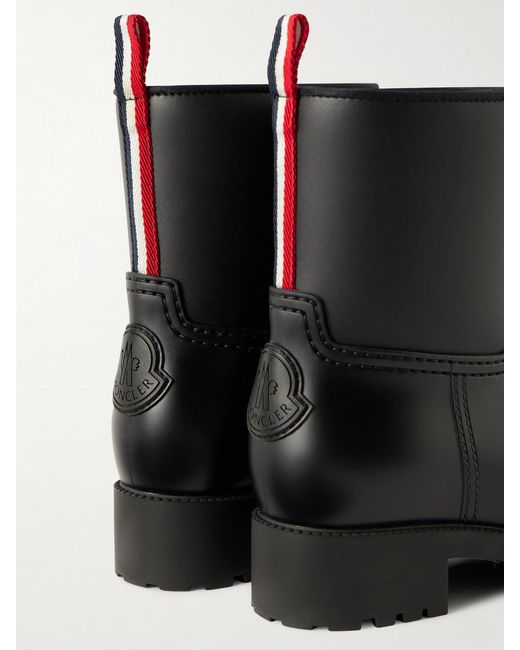 Moncler Black Ginette Grosgrain-Trimmed Rubber Rain Boots