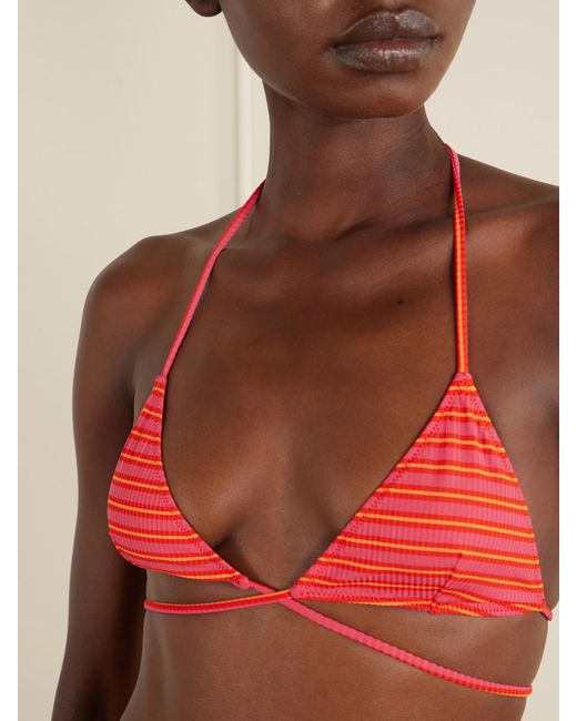 Lido Red Striped Triangle Bikini