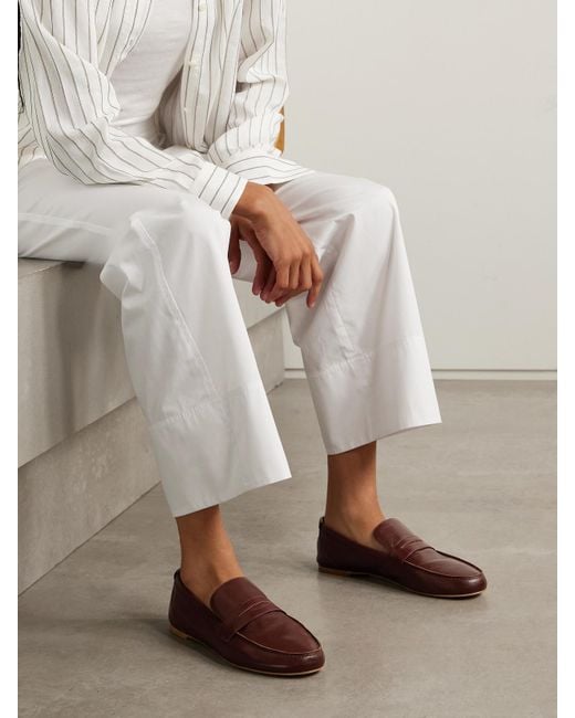 Jamie Haller Brown Crinkled-Leather Loafers