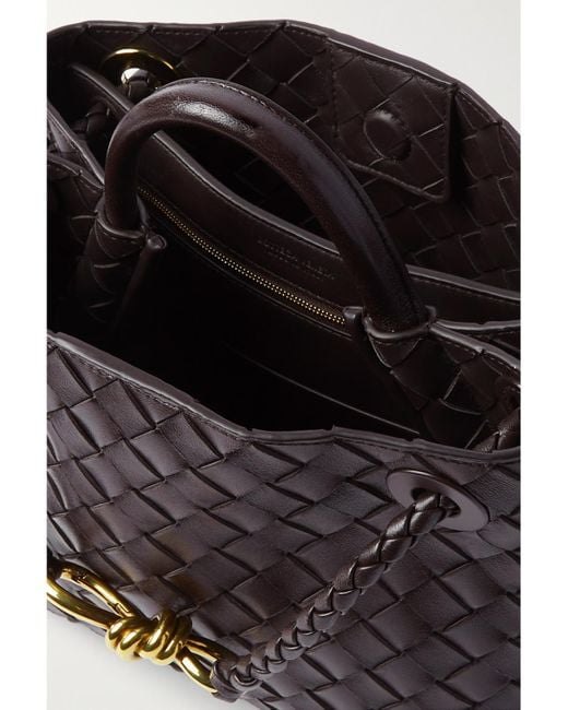 Bottega Veneta Brown Andiamo Small Intrecciato Leather Tote