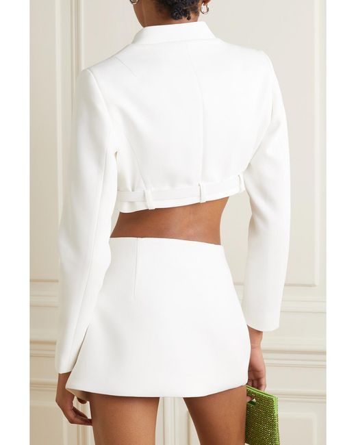 Coperni White Belted Cropped Crepe Jacket