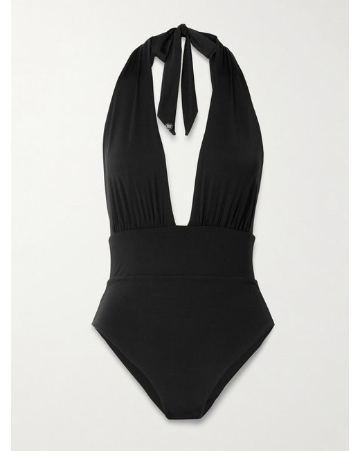 Max Mara Black Beachwear Halterneck Swimsuit