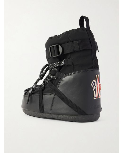 Moncler Black Moon Boot Icon Shell And Leather Snow Boots
