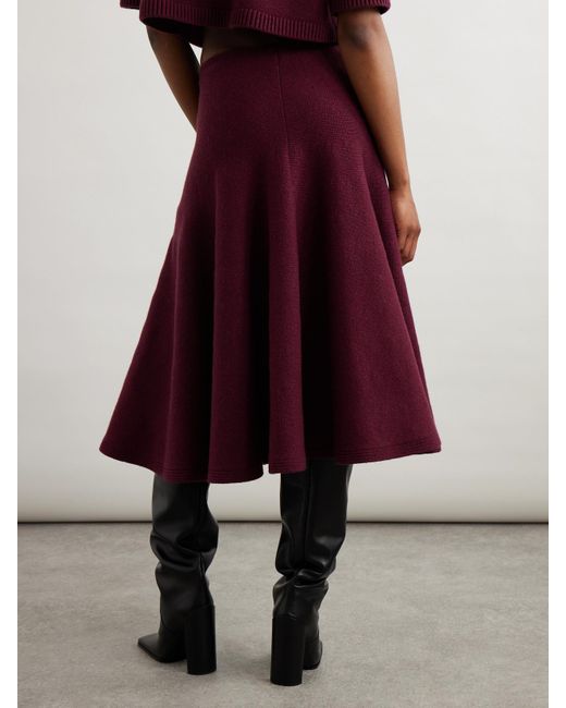 Alaïa Purple Midirock Aus Strick Einer Kaschmirmischung Mit Falten