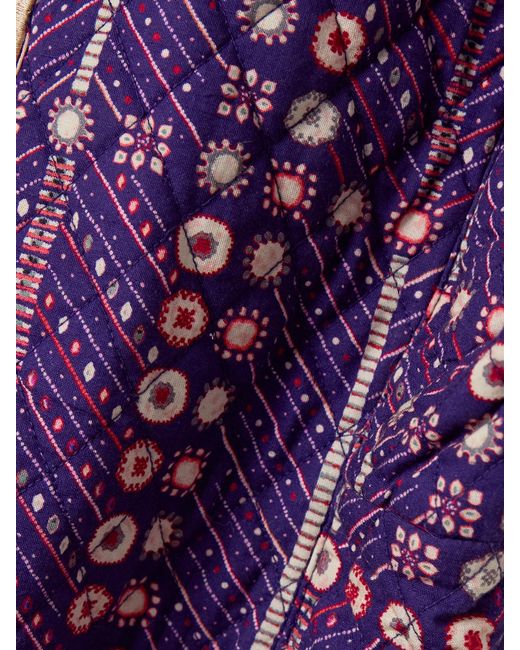Isabel Marant Purple Cerza Quilted Embellished Printed Cotton Vest