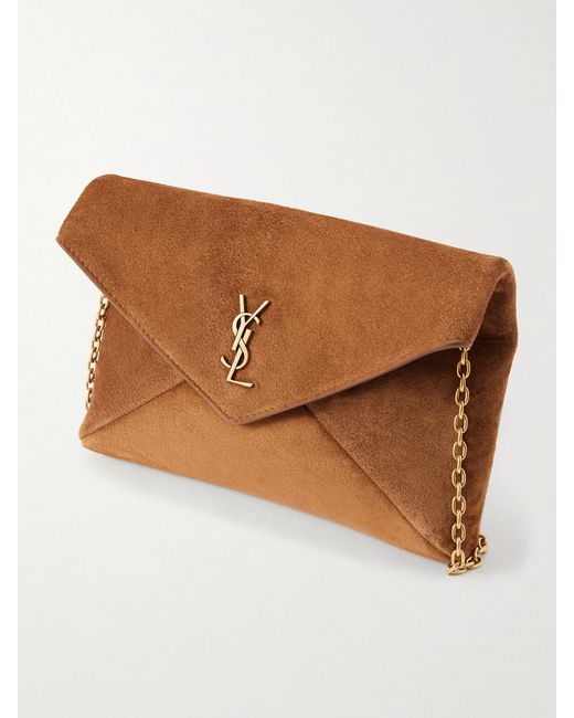 Saint Laurent Brown Cassandre Suede Shoulder Bag