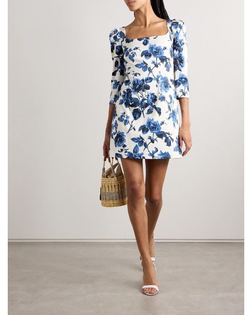 Cara Cara Blue Belinda Floral-Print Cotton-Blend Mini Dress