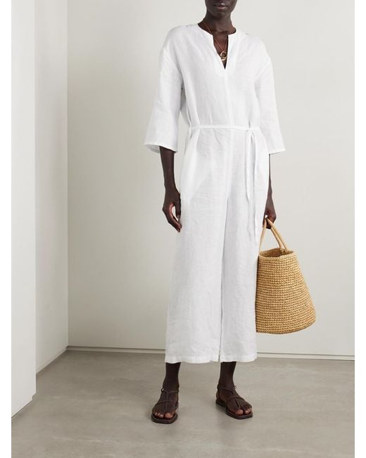 James Perse White Linen Jumpsuit