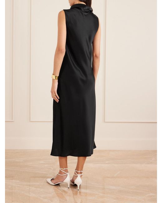 Leset Black Barb Satin Midi Dress