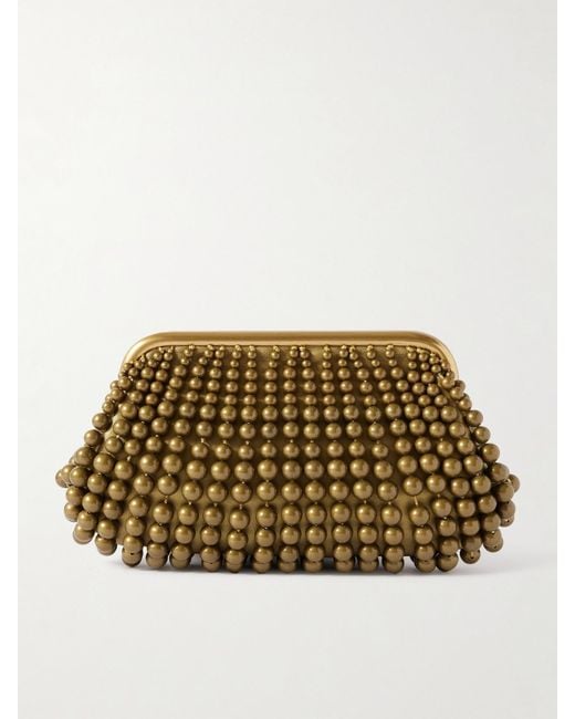 Cult Gaia Nia Mini Beaded Metallic Leather Clutch