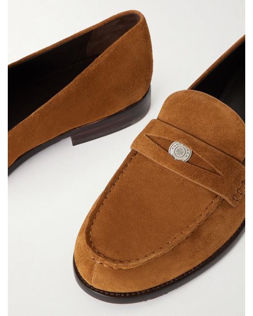 Tory Burch Brown Suede Penny Loafers