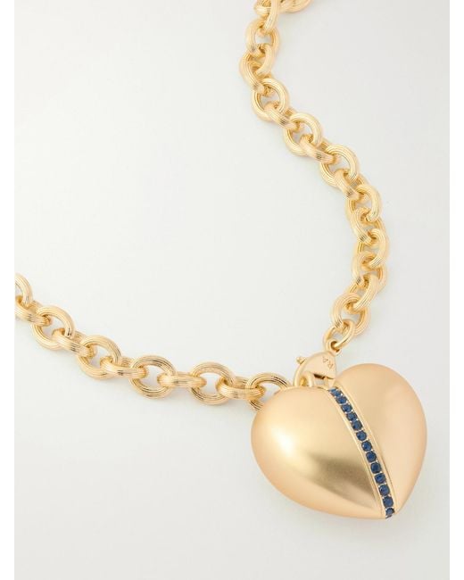 Roxanne Assoulin White The Sapphire Stripe Puffy Heart-Tone And Sapphire Necklace