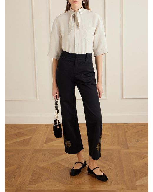 Bode Blue Looped Frog Wide-Leg Jeans