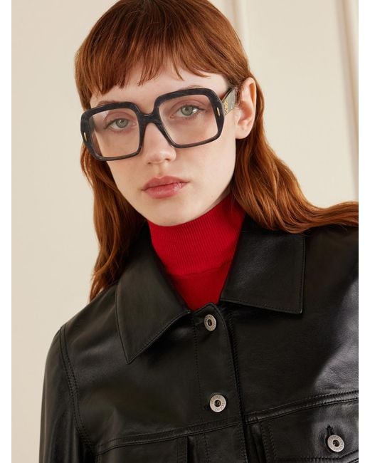 Loewe Black Anagram Square-Frame Acetate Optical Glasses
